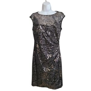 RALPH LAUREN black sequin cocktail dress 10